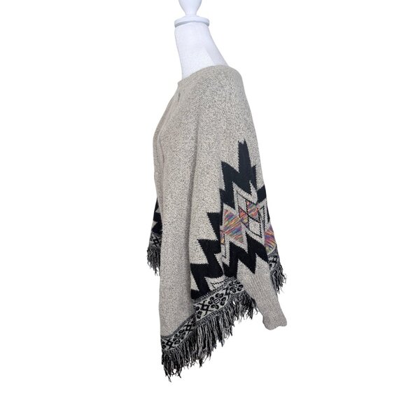 Adora Poncho Shaw Sweater Womens 2x 3X Aztec Southwestern Fringe Knit Plus Size - Picture 4 of 6